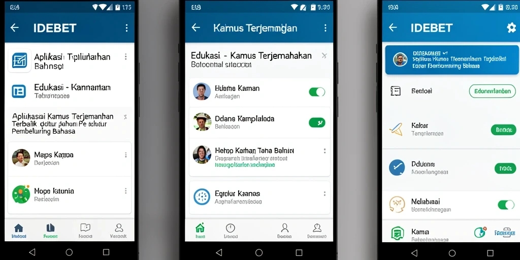Screenshot antarmuka IDEBET yang menampilkan fungsi Kamus Terjemahan.