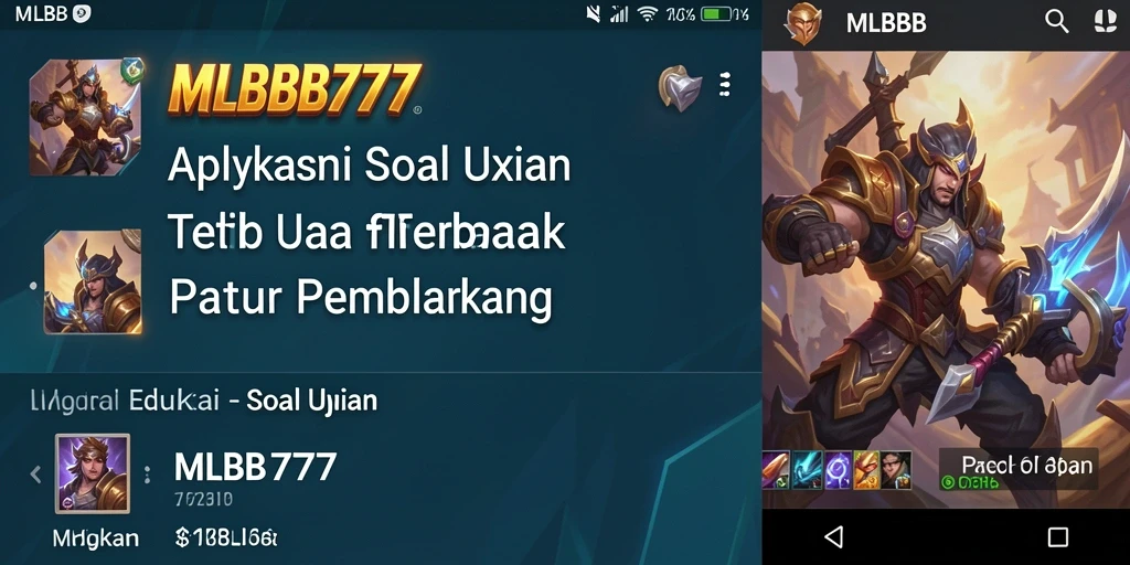 Antarmuka aplikasi MLBB777 dengan fitur Soal Ujian.