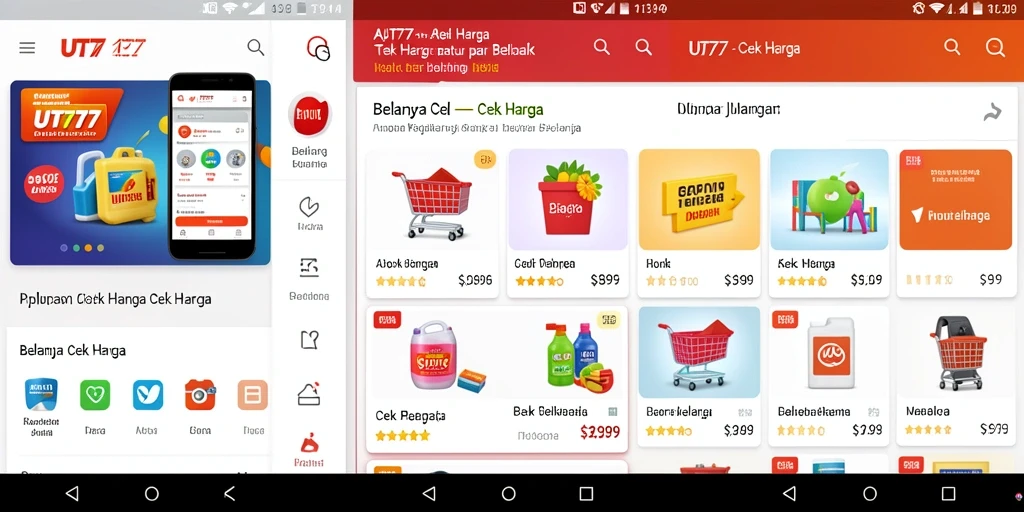 Antarmuka UT77 menampilkan perbandingan harga yang menarik dan informatif.